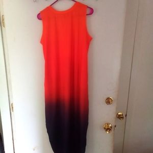 NWT. ORANGE/BLACK OMBRE SLEEVELESS DRESS.